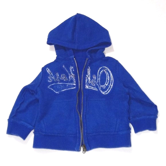 OshKosh B'gosh zipper front blue hoodie US 12 Month - Picture 2 of 5